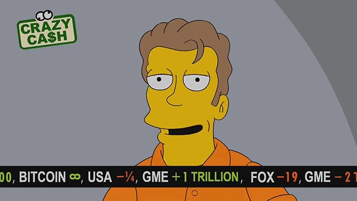 Dòng tít thông báo giá Bitcoin đạt đến “vô cực” trong The Simpsons